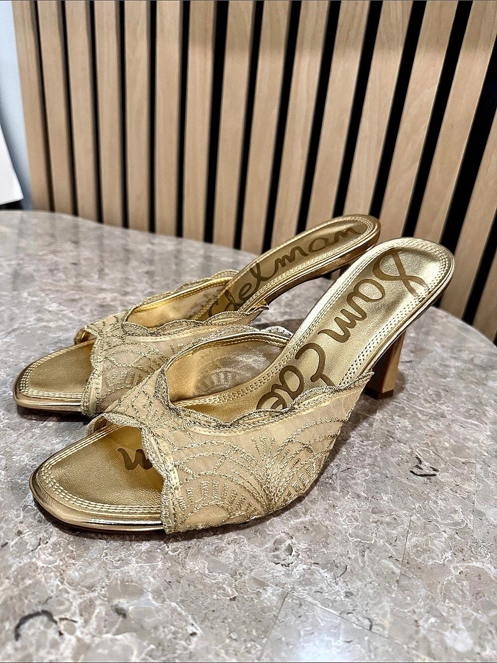 Sam Edelman Iva Heeled Mule Amber Gold Heels size 9.5